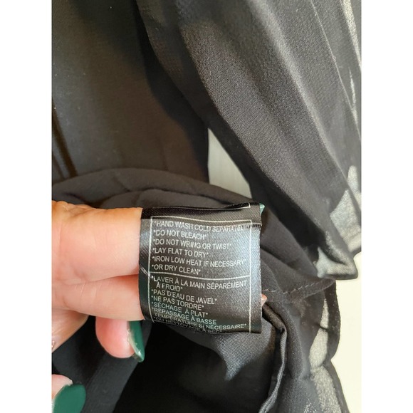 BB Dakota black cold shoulder sheer pleated top halter tasseled. Size Med. - Picture 6 of 6